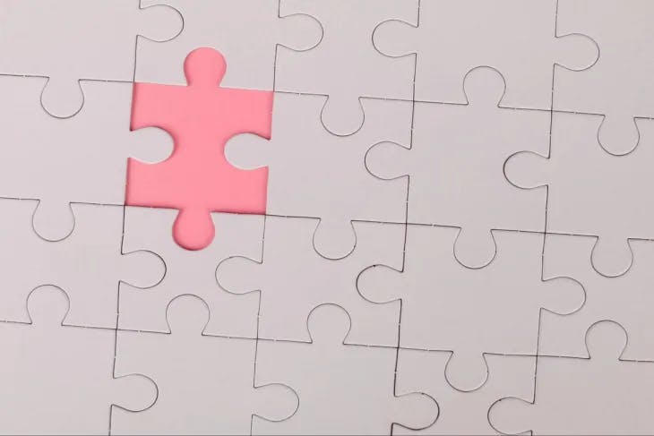 A jigsaw puzzle with a missing piece - enneagram 1 and 5 misidentification