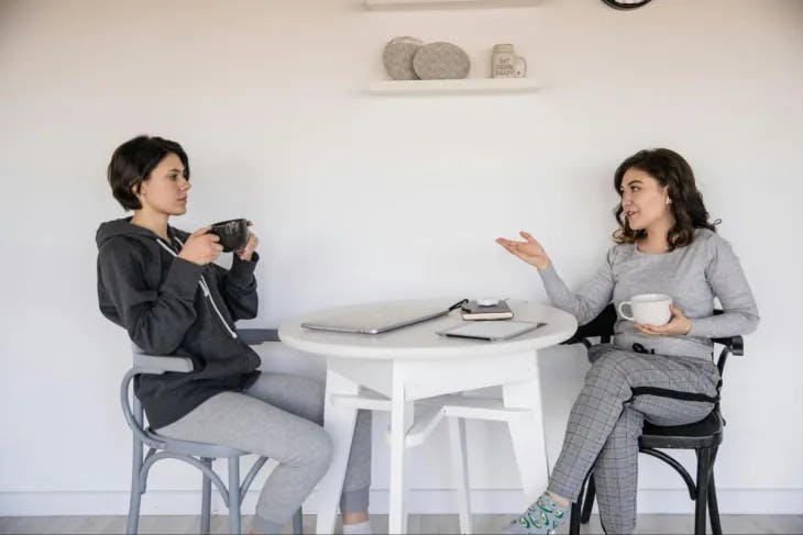 Two women having a conversation