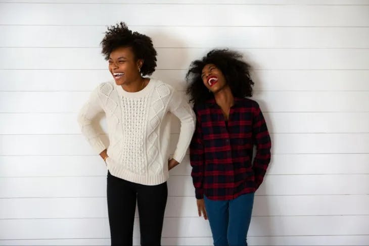 Two women laughing