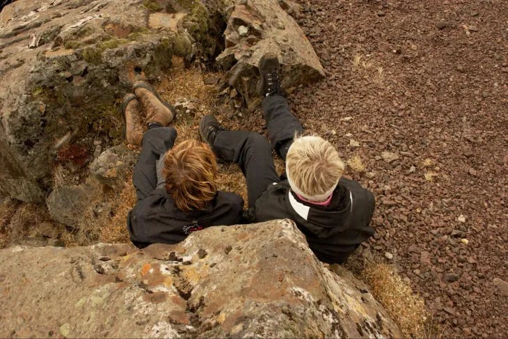 Two men sitting on ground - enneagram 5 and 6 misidentification