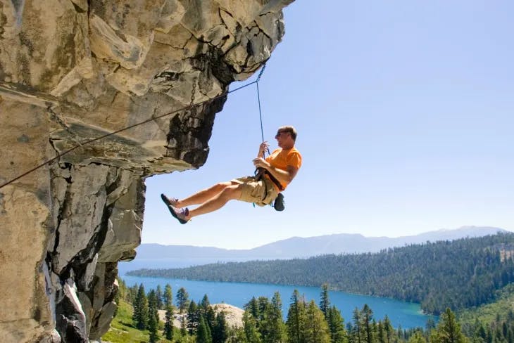 A man rock climbing